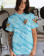 BLISSCORNERS CATCH THE WAVES STAY COOL HAVE FUN SHARK ALL OVER PRINT