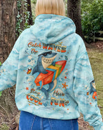 BLISSCORNERS CATCH THE WAVES STAY COOL HAVE FUN SHARK ALL OVER PRINT