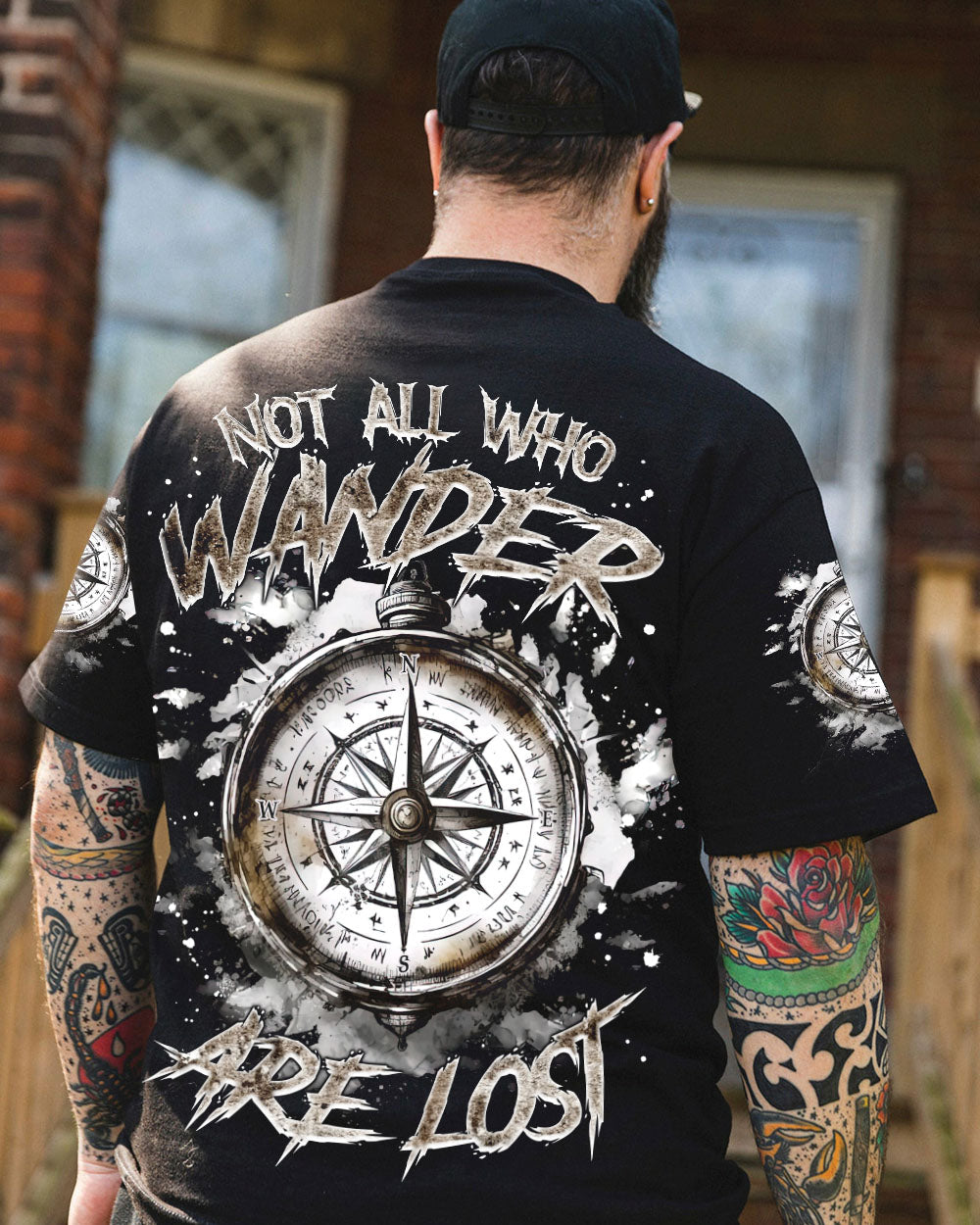 BLISSCORNERS NOT ALL WHO WANDER ARE LOST COMPASS ALL OVER PRINT