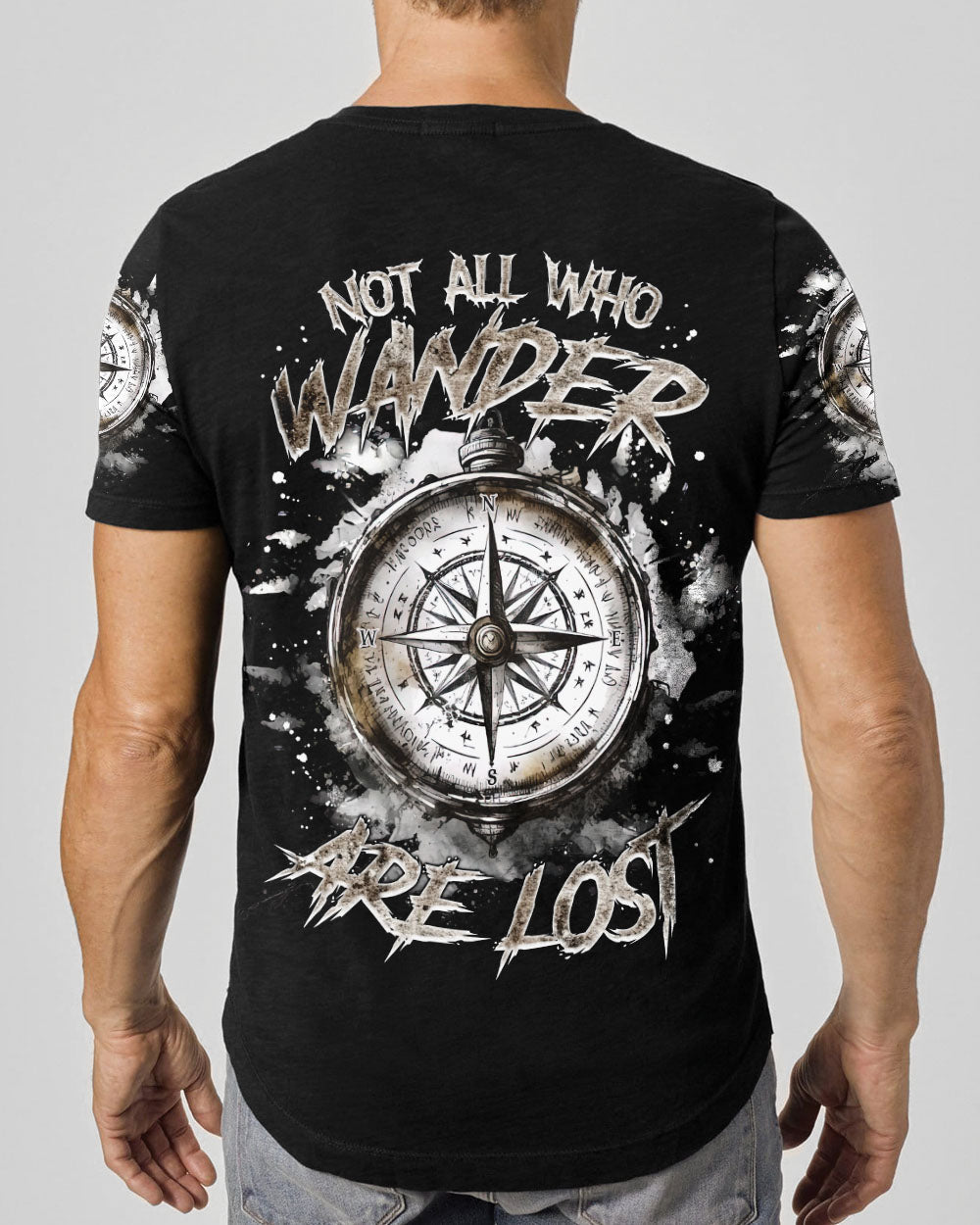 BLISSCORNERS NOT ALL WHO WANDER ARE LOST COMPASS ALL OVER PRINT