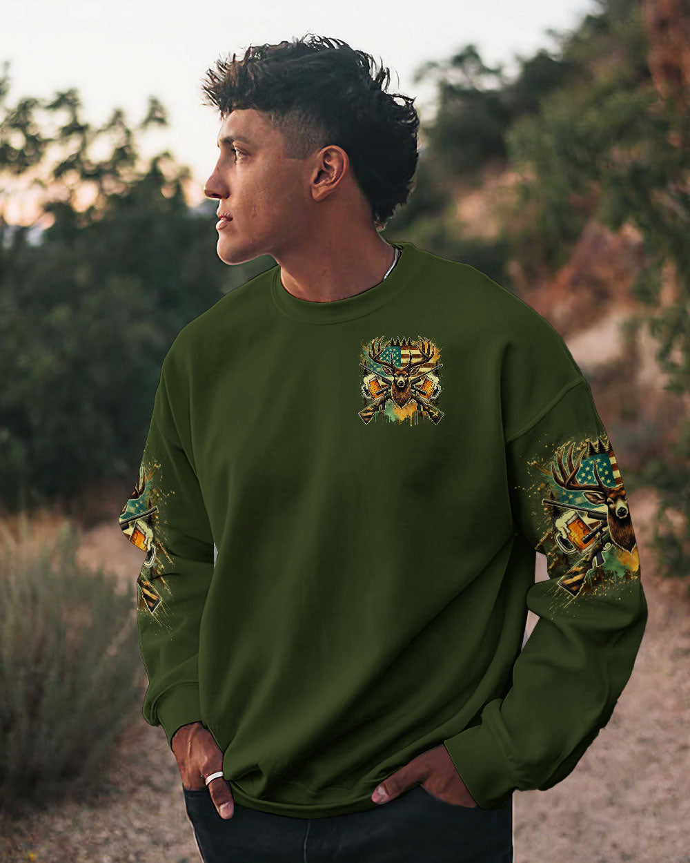 BLISSCORNERS WEEKEND FORECAST DEER HUNTING WITH A CHANCE OF BEER DRINKING ALL OVER PRINT