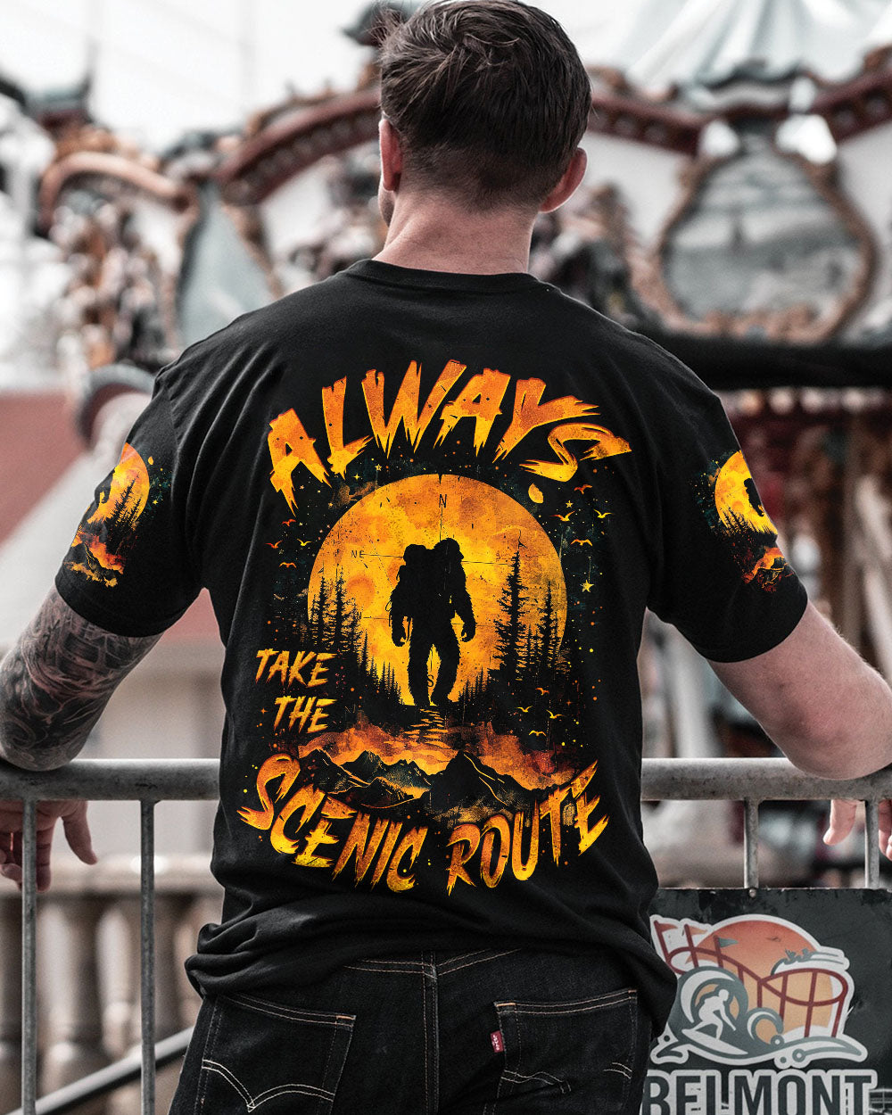 BLISSCORNERS ALWAYS TAKE THE SCENIC ROUTE BIGFOOT ALL OVER PRINT