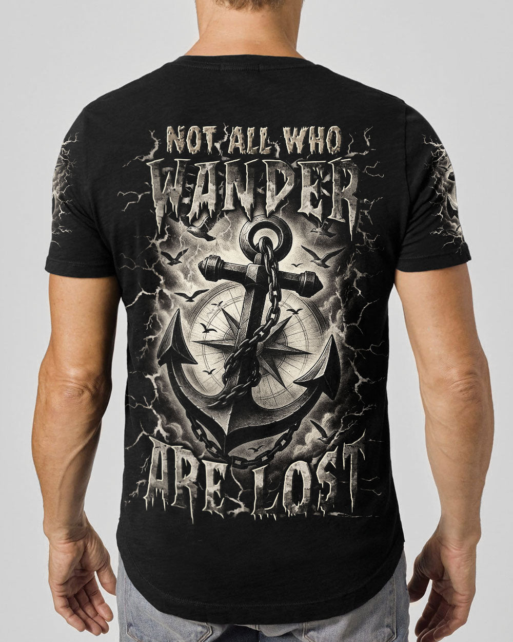 BLISSCORNERS NOT ALL WHO WANDER ARE LOST ANCHOR COMPASS ALL OVER PRINT