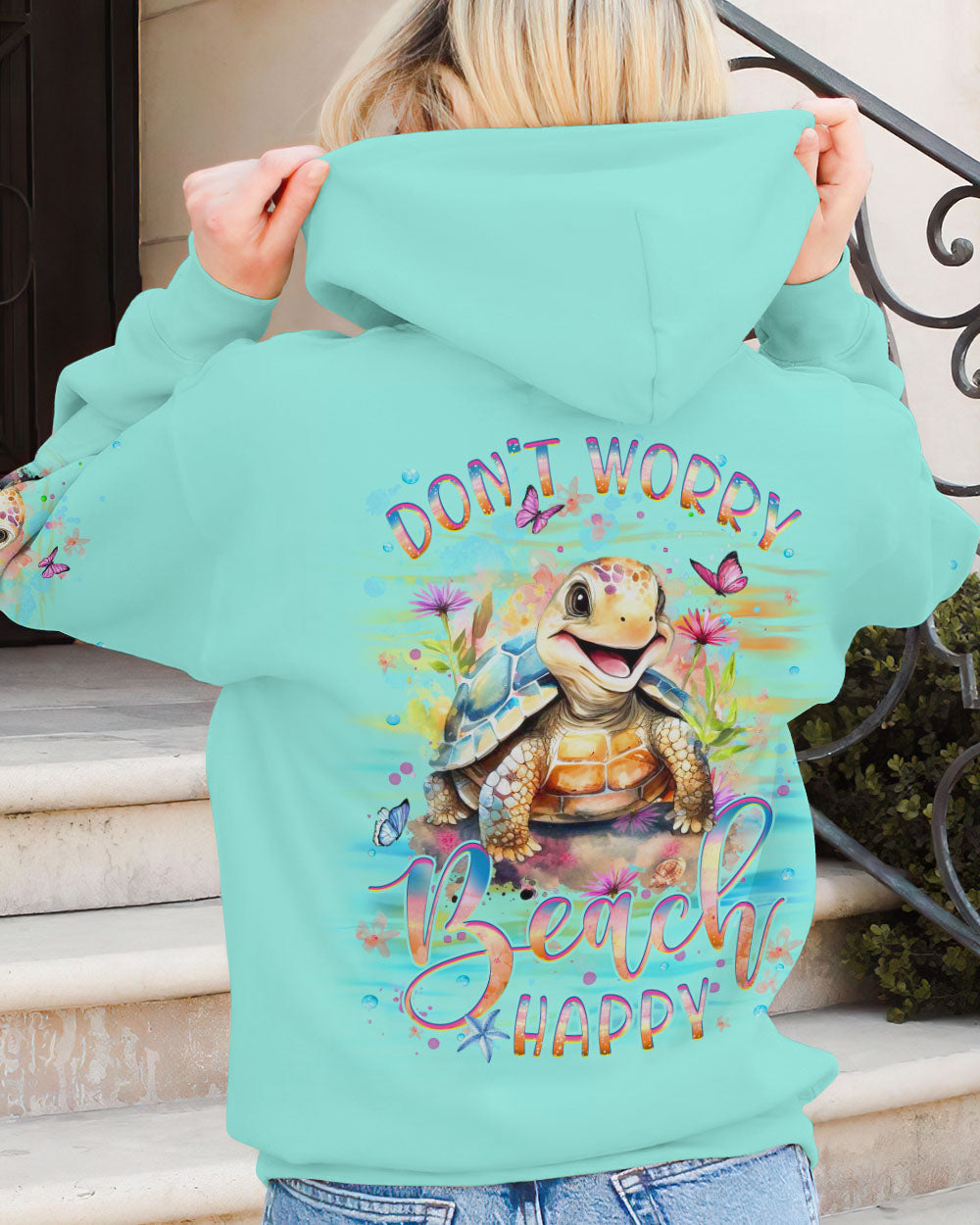 BLISSCORNERS DON'T WORRY BEACH HAPPY TURTLE ALL OVER PRINT