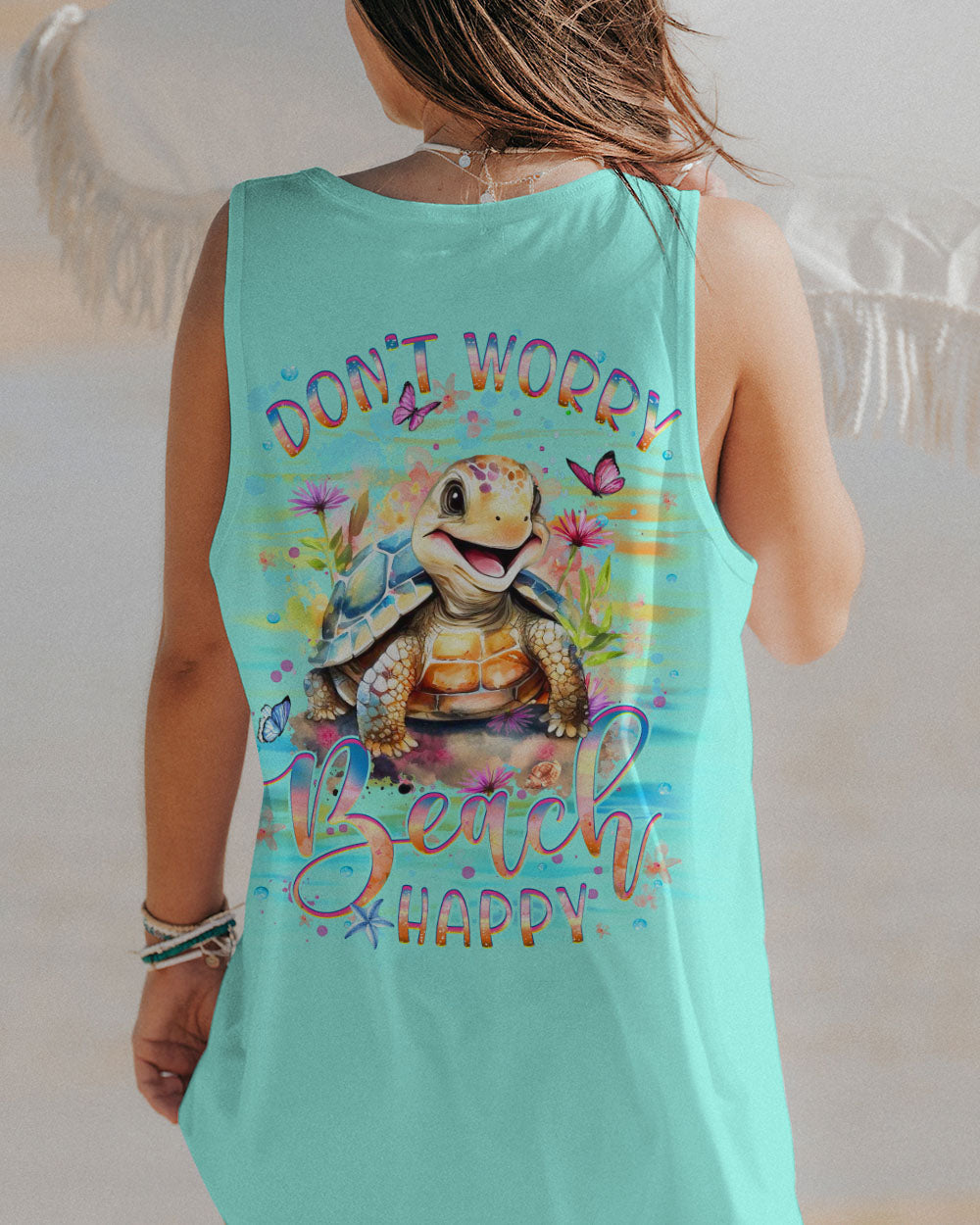 BLISSCORNERS DON'T WORRY BEACH HAPPY TURTLE ALL OVER PRINT