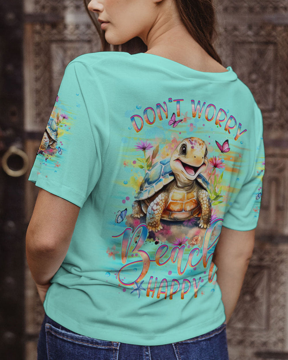 BLISSCORNERS DON'T WORRY BEACH HAPPY TURTLE ALL OVER PRINT