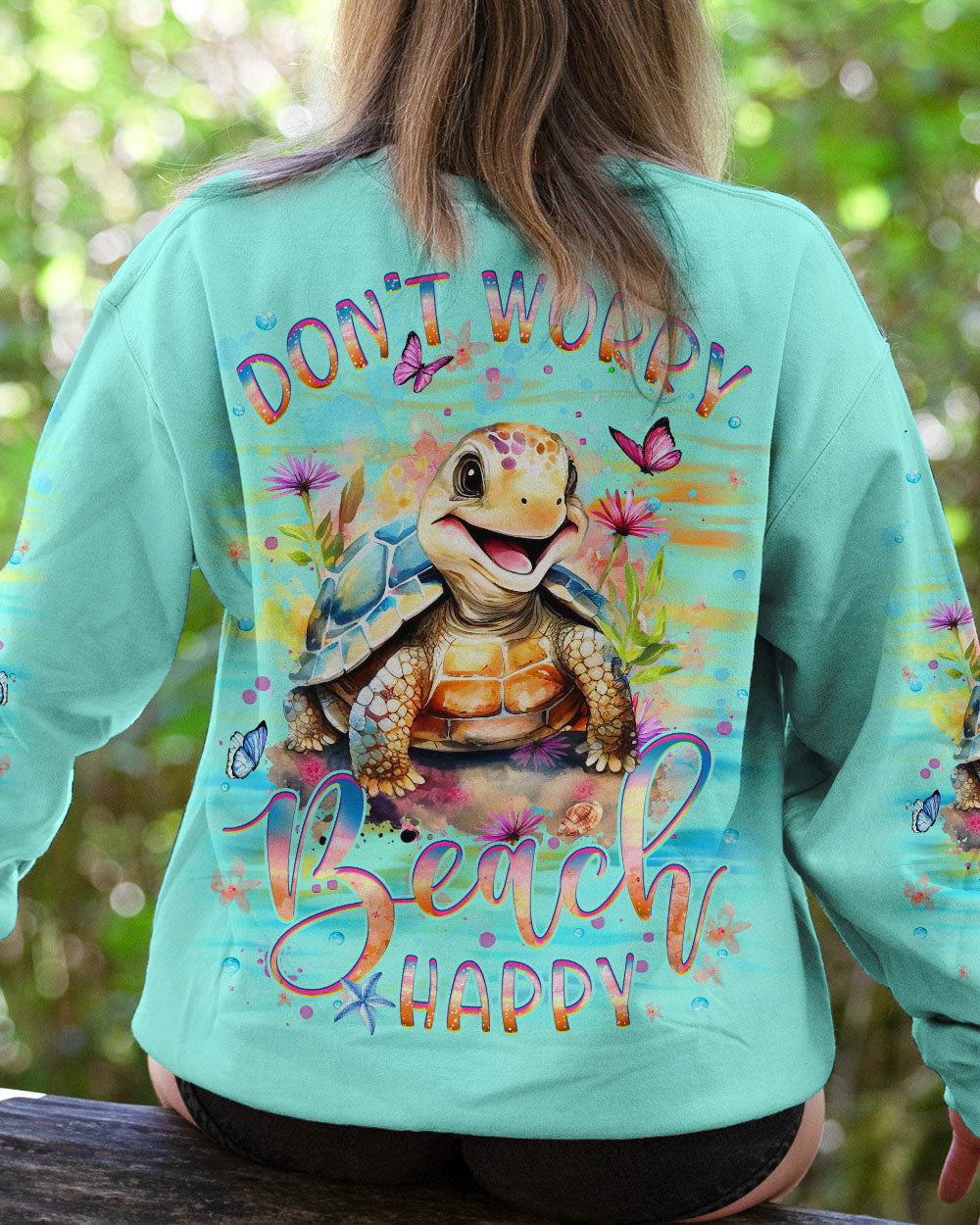 BLISSCORNERS DON'T WORRY BEACH HAPPY TURTLE ALL OVER PRINT
