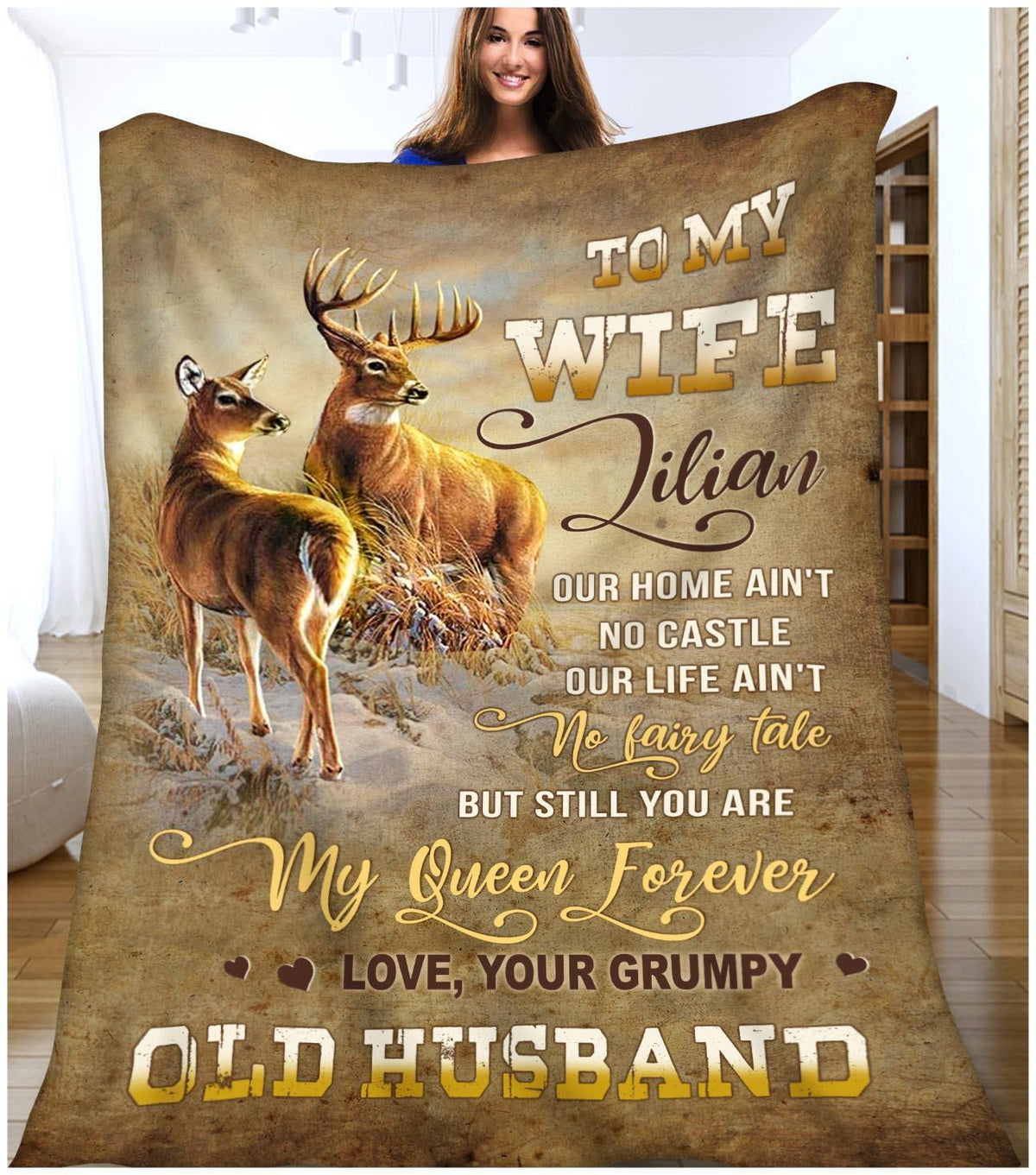 Blisscorners My Queen Forever Husband To Wife & Deer Blanket Hunting To My Wife PT
