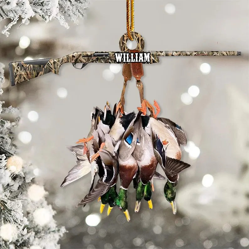 Blisscorners Custom Name Duck Hunting Christmas Ornament