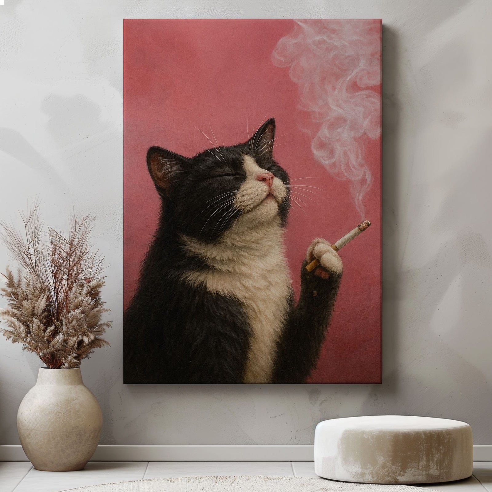 Blisscorners Smoking Cat Canvas Funny Retro Cat Wall Art3 LM2611