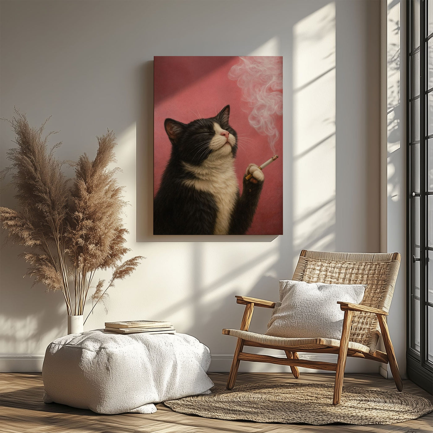 Blisscorners Smoking Cat Canvas Funny Retro Cat Wall Art3 LM2611
