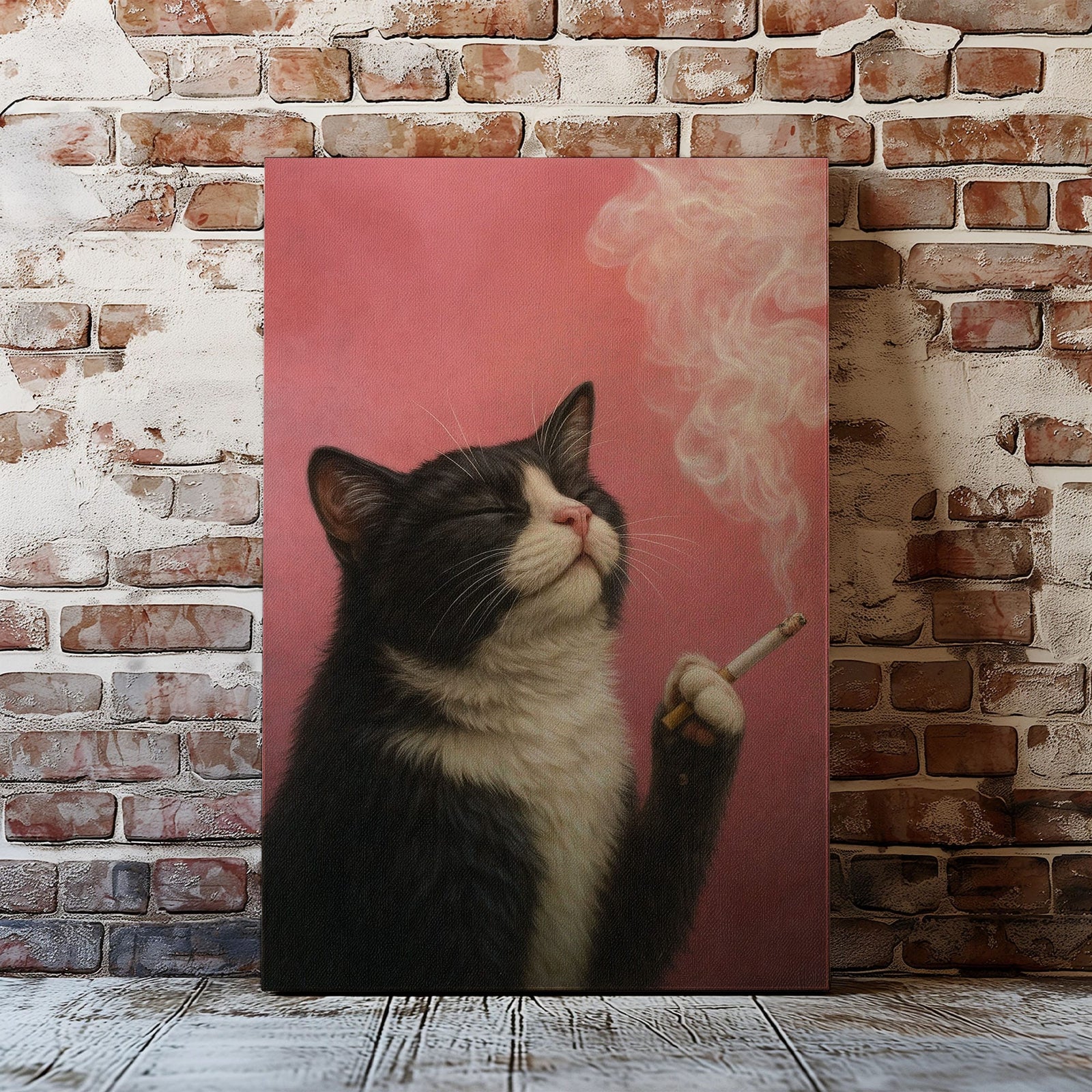 Blisscorners Smoking Cat Canvas Funny Retro Cat Wall Art LM2611