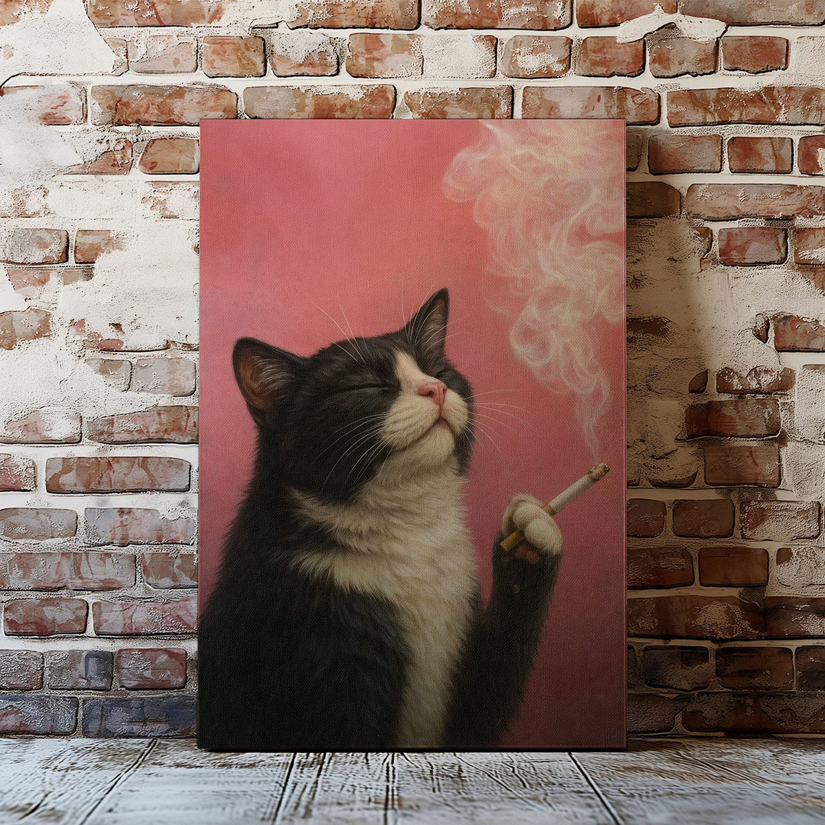 Blisscorners Smoking Cat Canvas Funny Retro Cat Wall Art3 LM2611