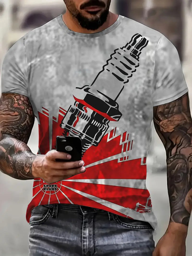 Blisscorners Spark Plugs Graphic 3d Print Mechanic T-shirts, Birthday Gift For Mechanic, Summer Trendy T-shirt, Top Mechanic Shirt