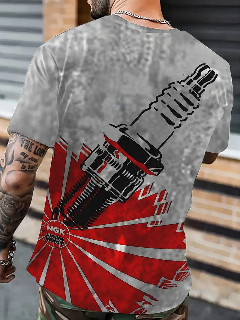 Blisscorners Spark Plugs Graphic 3d Print Mechanic T-shirts, Birthday Gift For Mechanic, Summer Trendy T-shirt, Top Mechanic Shirt