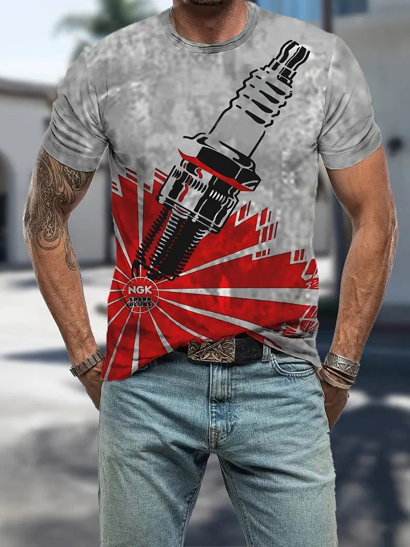 Blisscorners Spark Plugs Graphic 3d Print Mechanic T-shirts, Birthday Gift For Mechanic, Summer Trendy T-shirt, Top Mechanic Shirt
