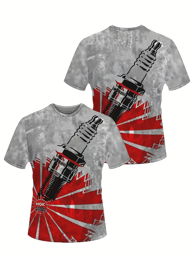 Blisscorners Spark Plugs Graphic 3d Print Mechanic T-shirts, Birthday Gift For Mechanic, Summer Trendy T-shirt, Top Mechanic Shirt