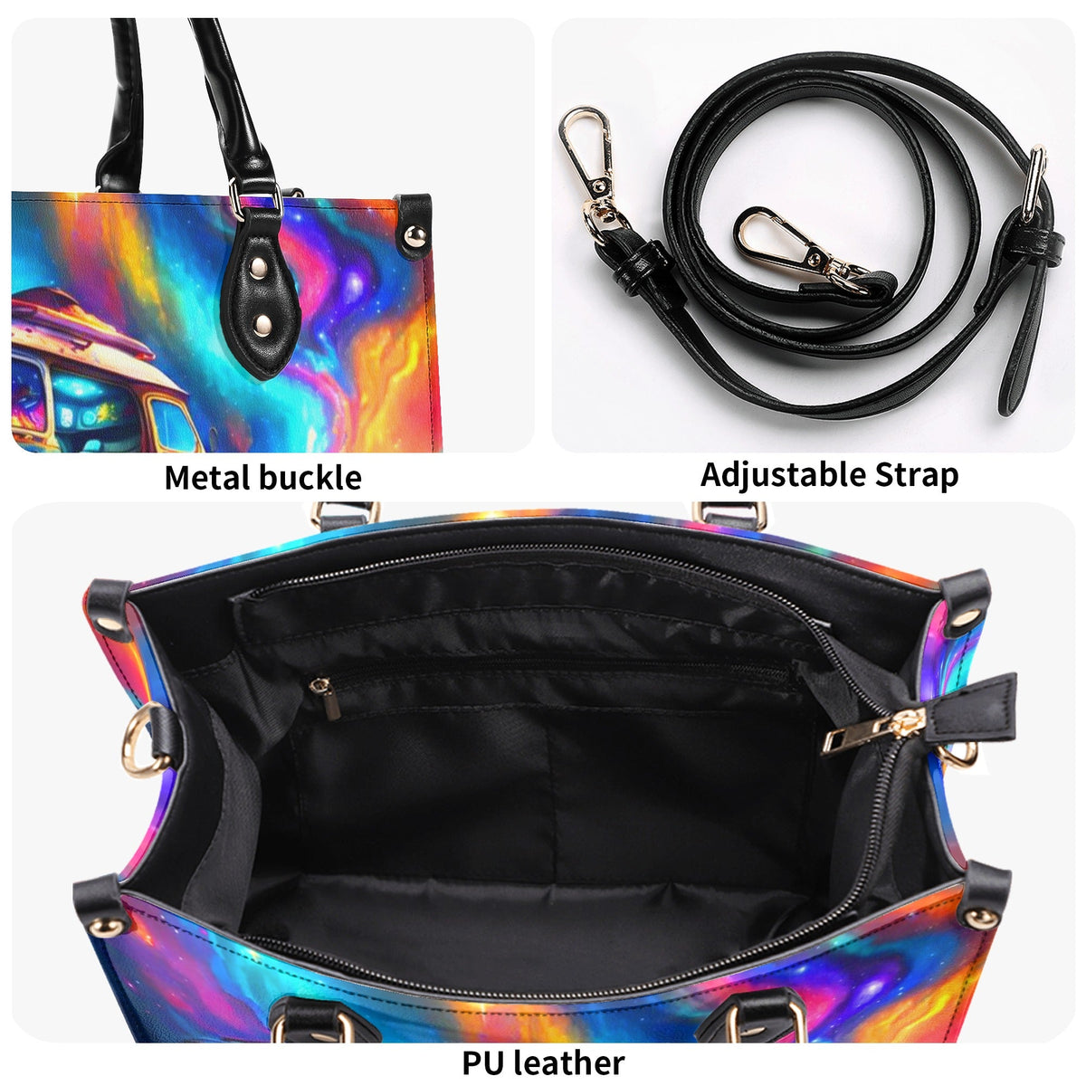 BLISSCORNERS CAMPING AT NIGHT WITH CAMPFIRE LEATHER HANDBAG