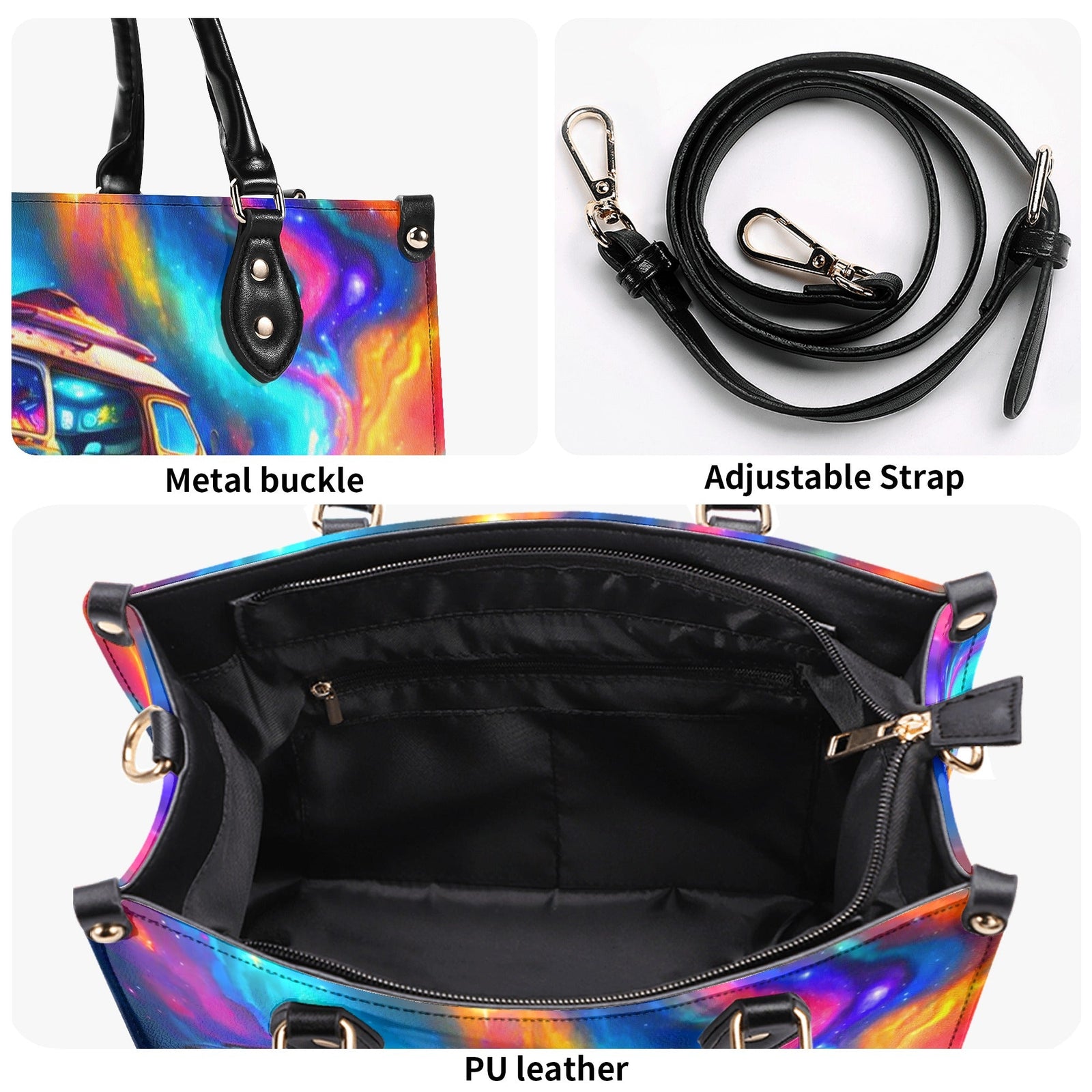 BLISSCORNERS CAMPING AT NIGHT WITH CAMPFIRE LEATHER HANDBAG