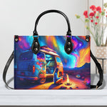 BLISSCORNERS CAMPING AT NIGHT WITH CAMPFIRE LEATHER HANDBAG
