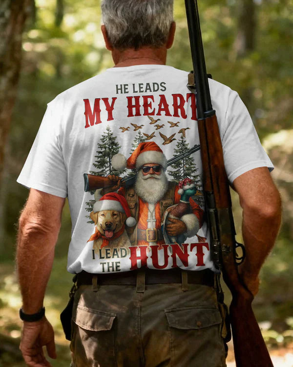 Blisscorners He Leads My Heart I Lead The Hunt Shirt, Personalized Hunting 3D Shirt