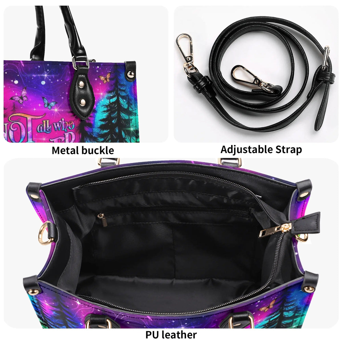 BLISSCORNERS NOT ALL WHO WANDER ARE LOST LEATHER HANDBAG