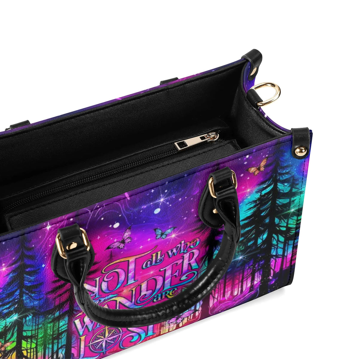 BLISSCORNERS NOT ALL WHO WANDER ARE LOST LEATHER HANDBAG