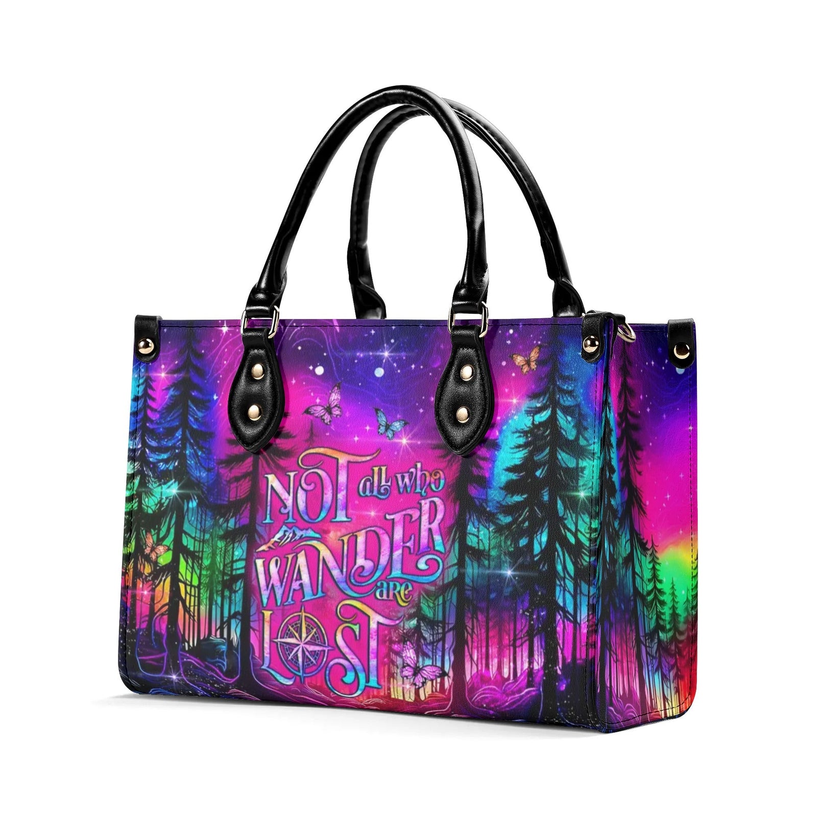 BLISSCORNERS NOT ALL WHO WANDER ARE LOST LEATHER HANDBAG