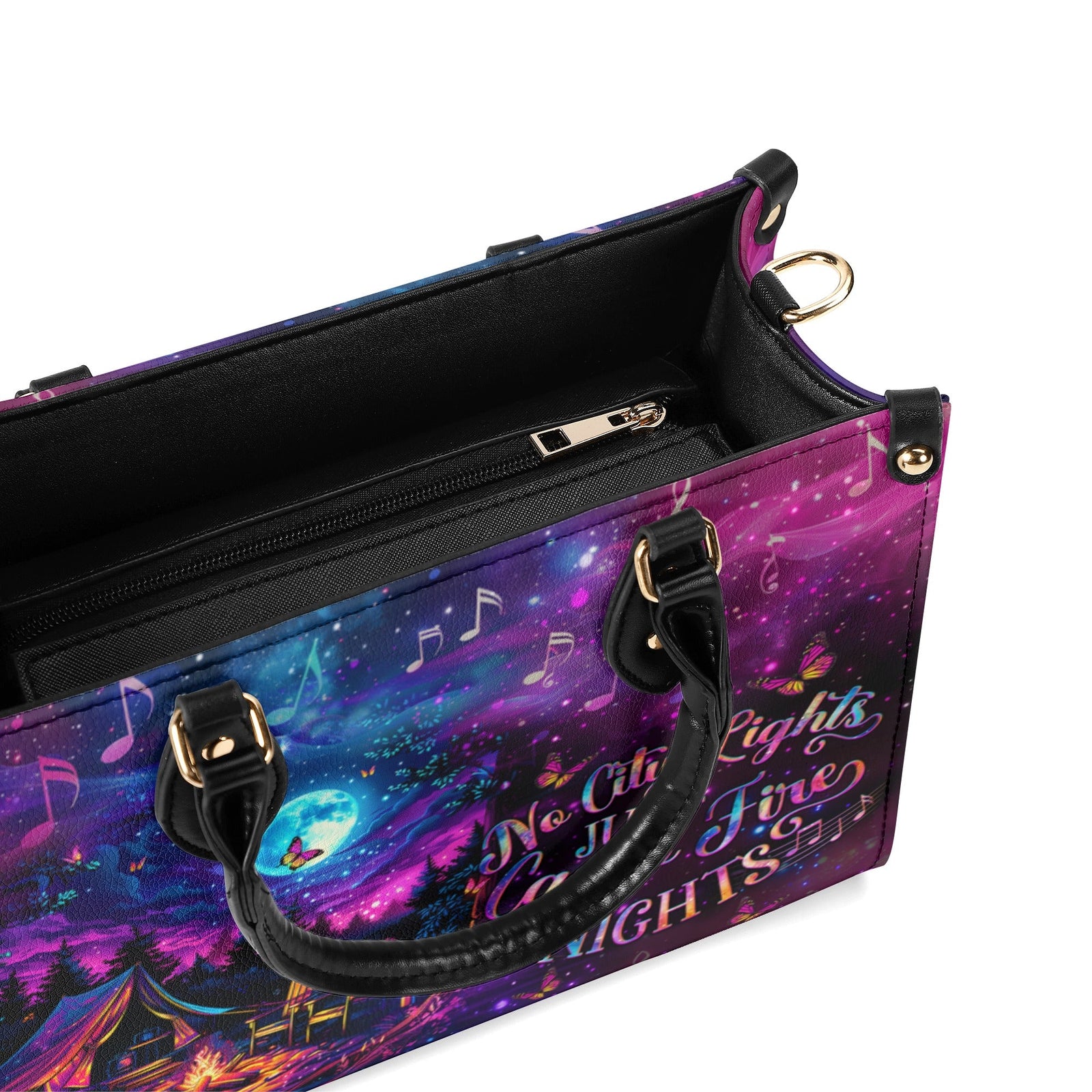 BLISSCORNERS NO CITY LIGHTS JUST CAMPFIRE NIGHTS LEATHER HANDBAG