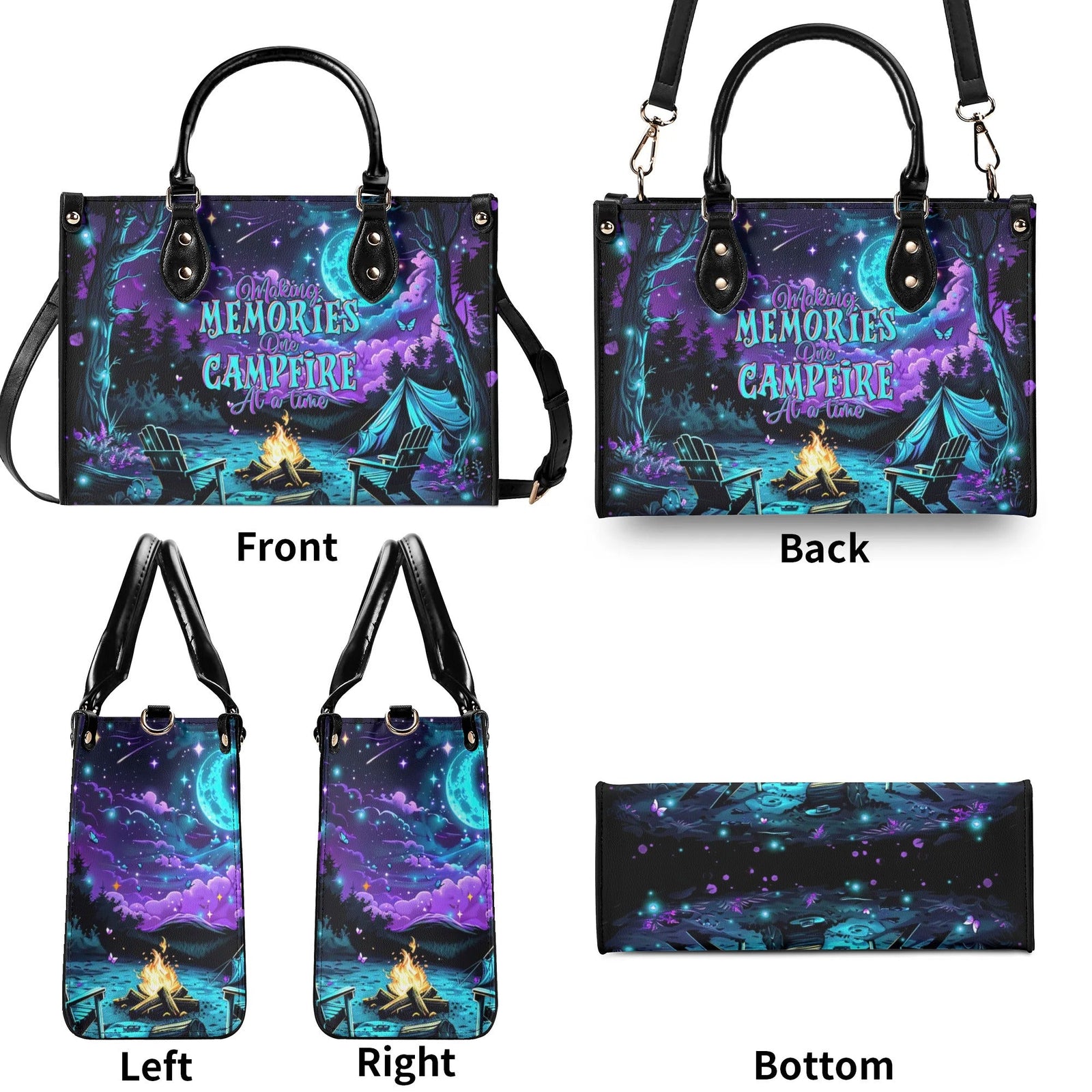 BLISSCORNERS MAKING MEMORIES ONE CAMPFIRE AT A TIME LEATHER HANDBAG