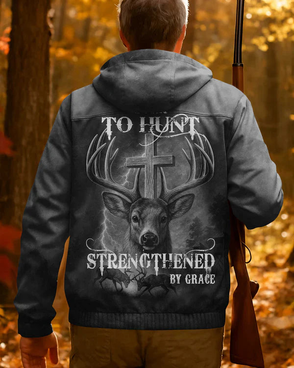 Blisscorners Born To Hunt Strengthened By Grace Shirt, Personalized Hunting 3D Shirt