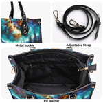 BLISSCORNERS CAMPING SCENE UNDER STARRY NIGHT SKY LEATHER HANDBAG