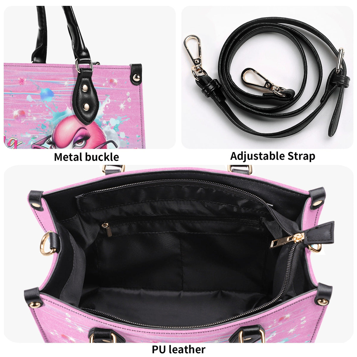 BLISSCORNERS RESTING BEACH FACE FLAMINGO LEATHER HANDBAG
