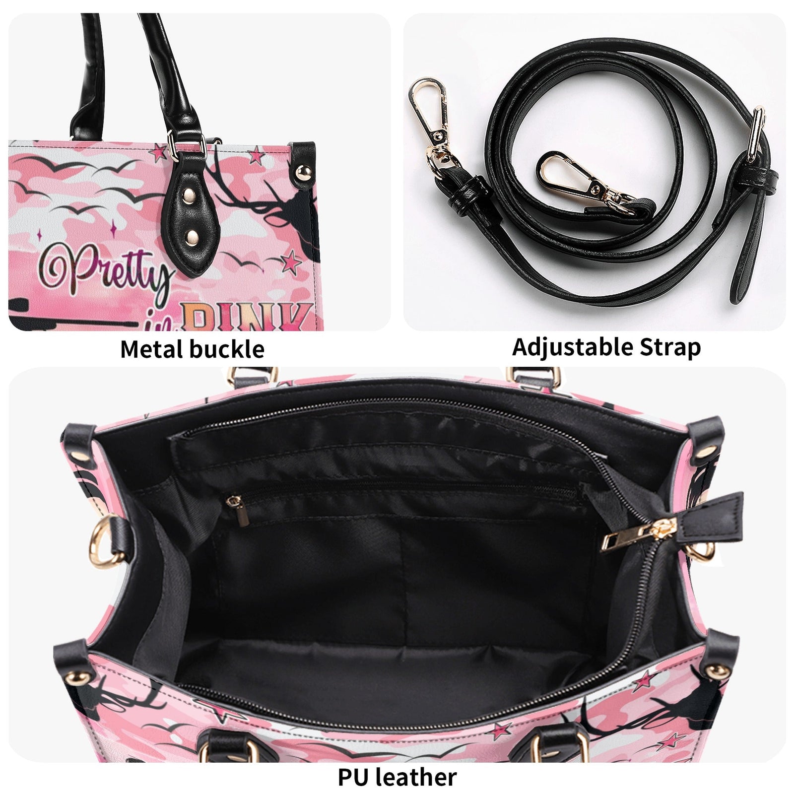 BLISSCORNERS PRETTY IN PINK HUNTING LEATHER HANDBAG