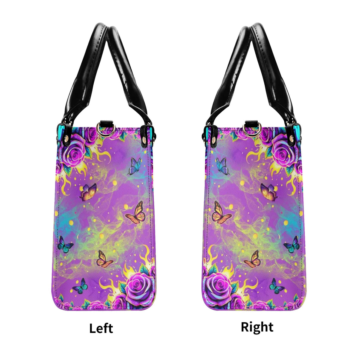 BLISSCORNERS SKULL BUTTERFLY ART LEATHER HANDBAG