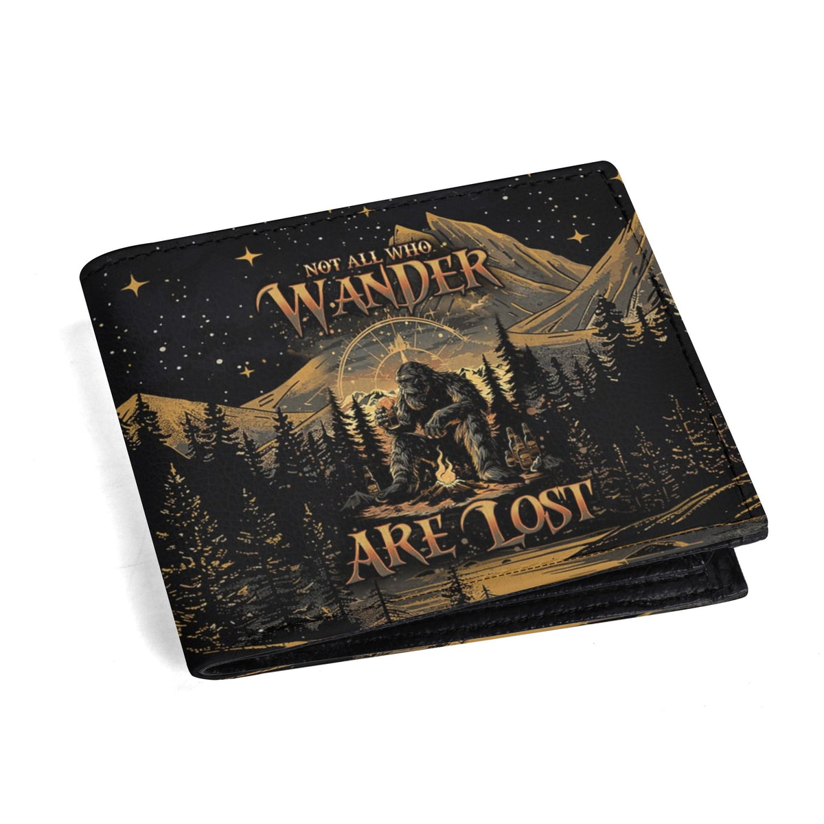 BLISSCORNERS NOT ALL WHO WANDER ARE LOST BIGFOOT COMPASS  LEATHER WALLET