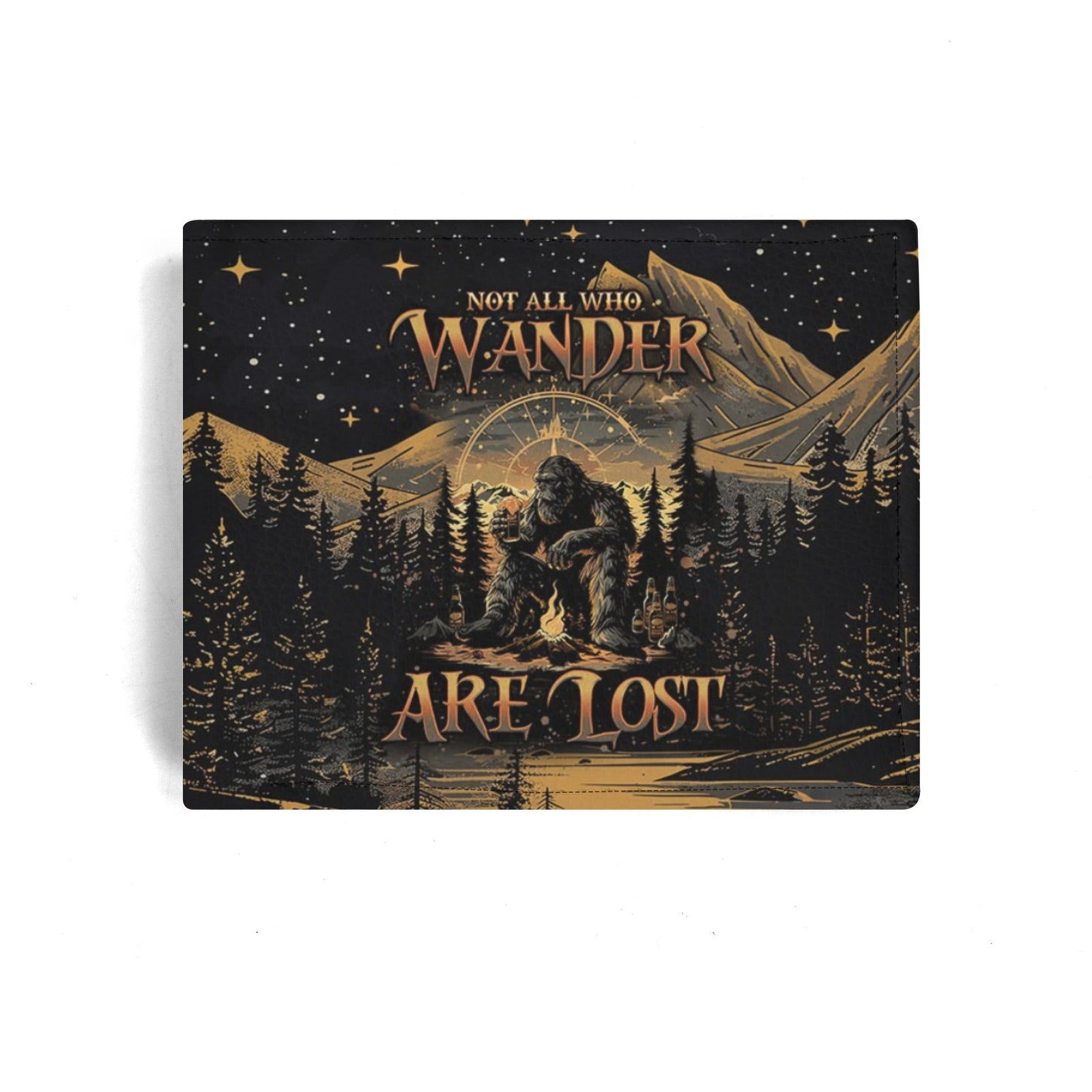 BLISSCORNERS NOT ALL WHO WANDER ARE LOST BIGFOOT COMPASS  LEATHER WALLET