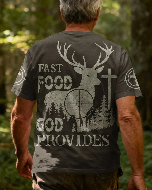 Blisscorners Fast Food God Provides Shirt, Personalized Hunting 3D Shirt