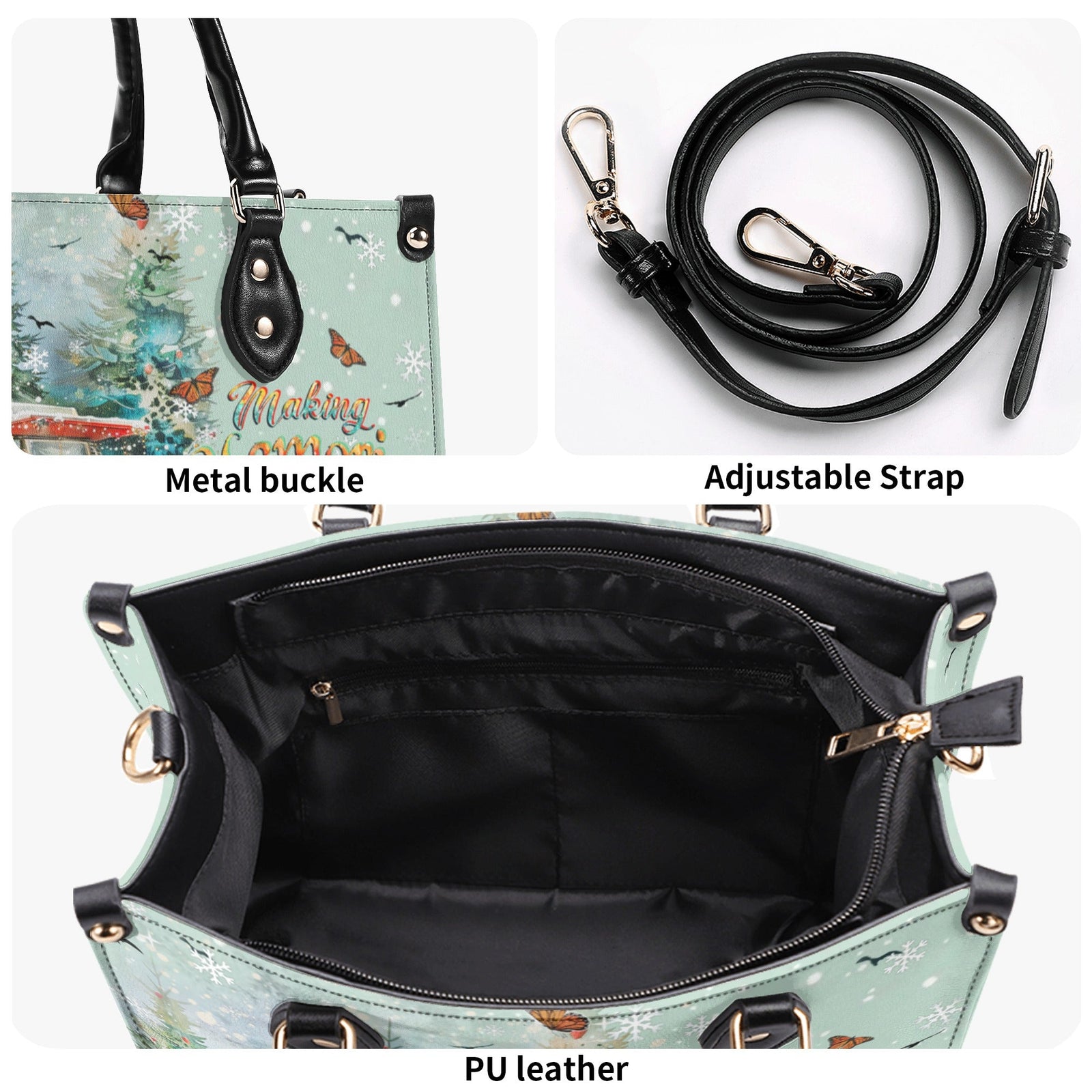 BLISSCORNERS MAKING MEMORIES ONE CAMPFIRE CHRISTMAS LEATHER HANDBAG