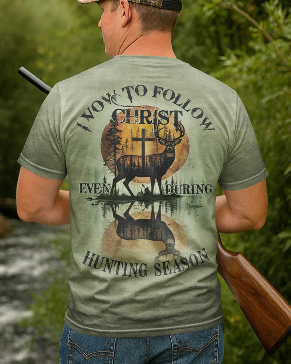 Blisscorners I Vow To Follow Christ Shirt, Personalized Hunting 3D Shirt - Green