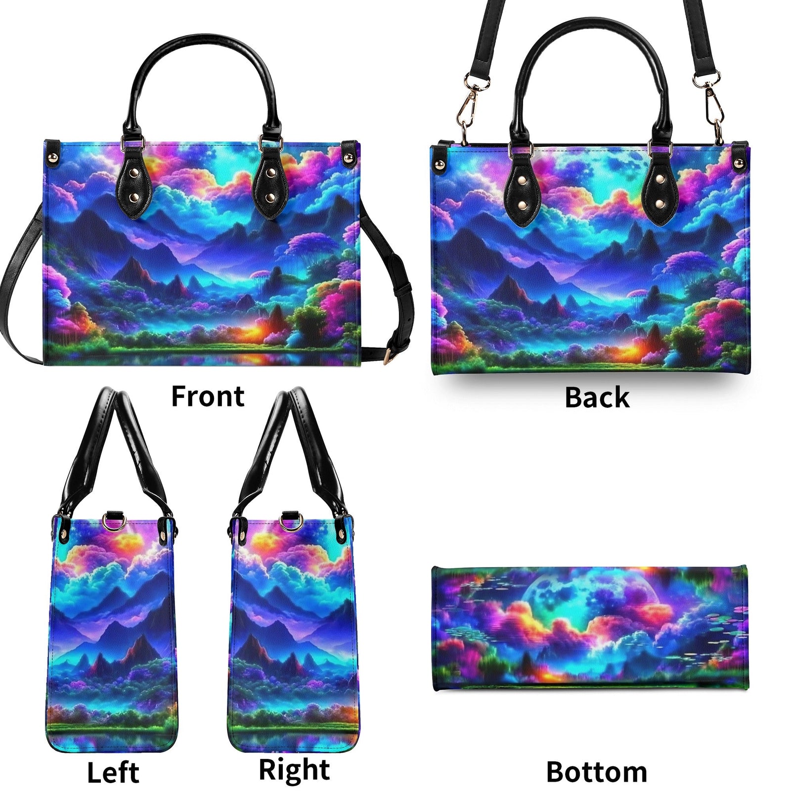 BLISSCORNERS GLOWING NATURE SCENE LEATHER HANDBAG