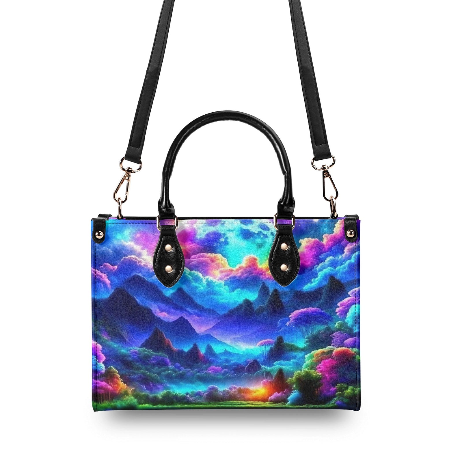 BLISSCORNERS GLOWING NATURE SCENE LEATHER HANDBAG