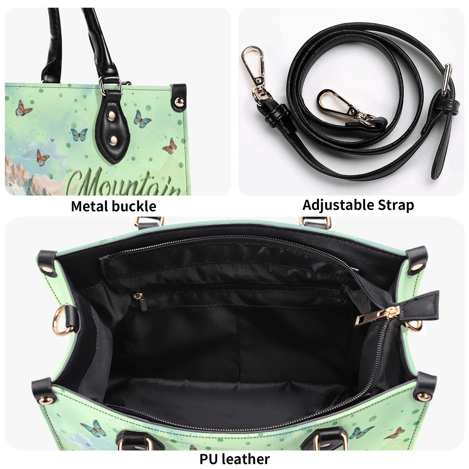 BLISSCORNERS MOUNTAIN AIR HEALS EVERYTHING LEATHER HANDBAG