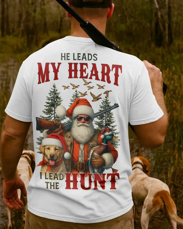 Blisscorners He Leads My Heart I Lead The Hunt Shirt, Personalized Hunting 3D Shirt