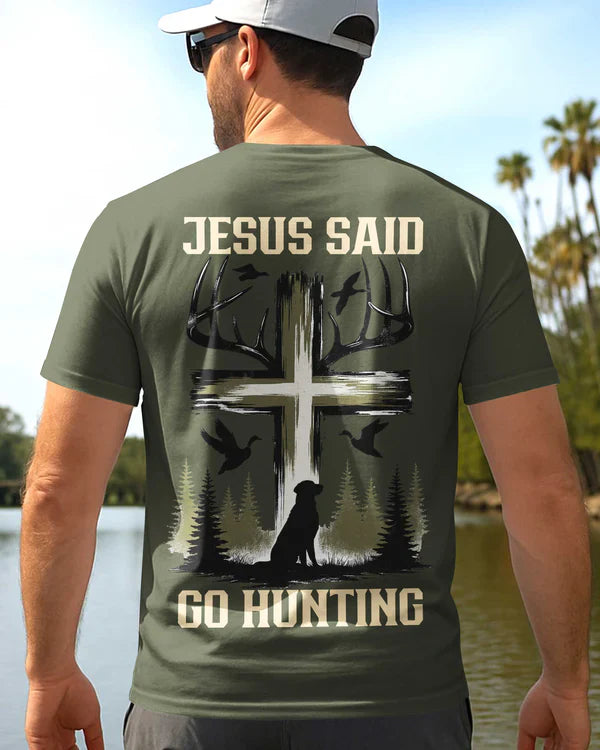 Blisscorners Jesus Said Go Hunting Shirt, Personalized Hunting 3D Shirt