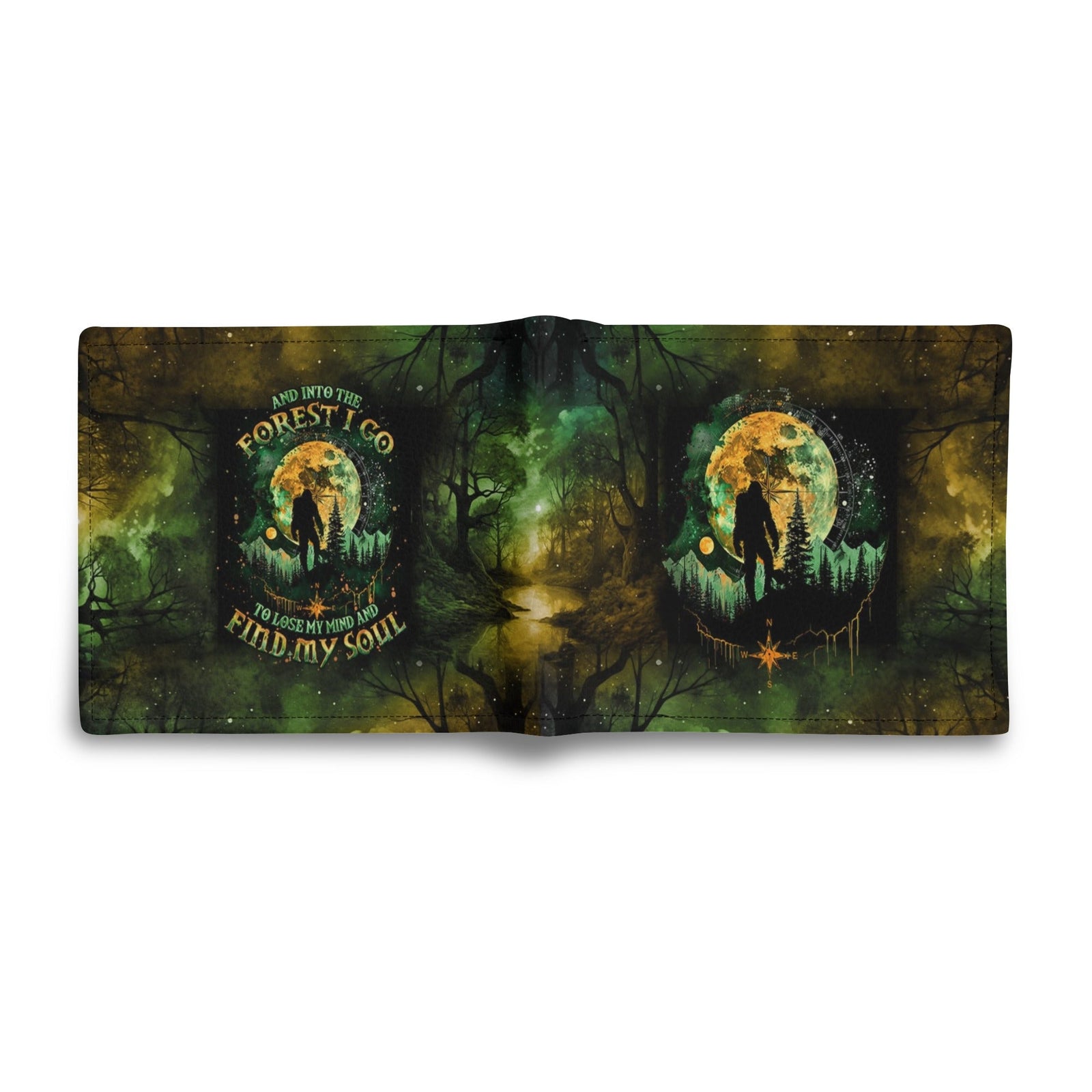 BLISSCORNERS AND INTO THE FOREST I GO BIGFOOT LEATHER WALLET