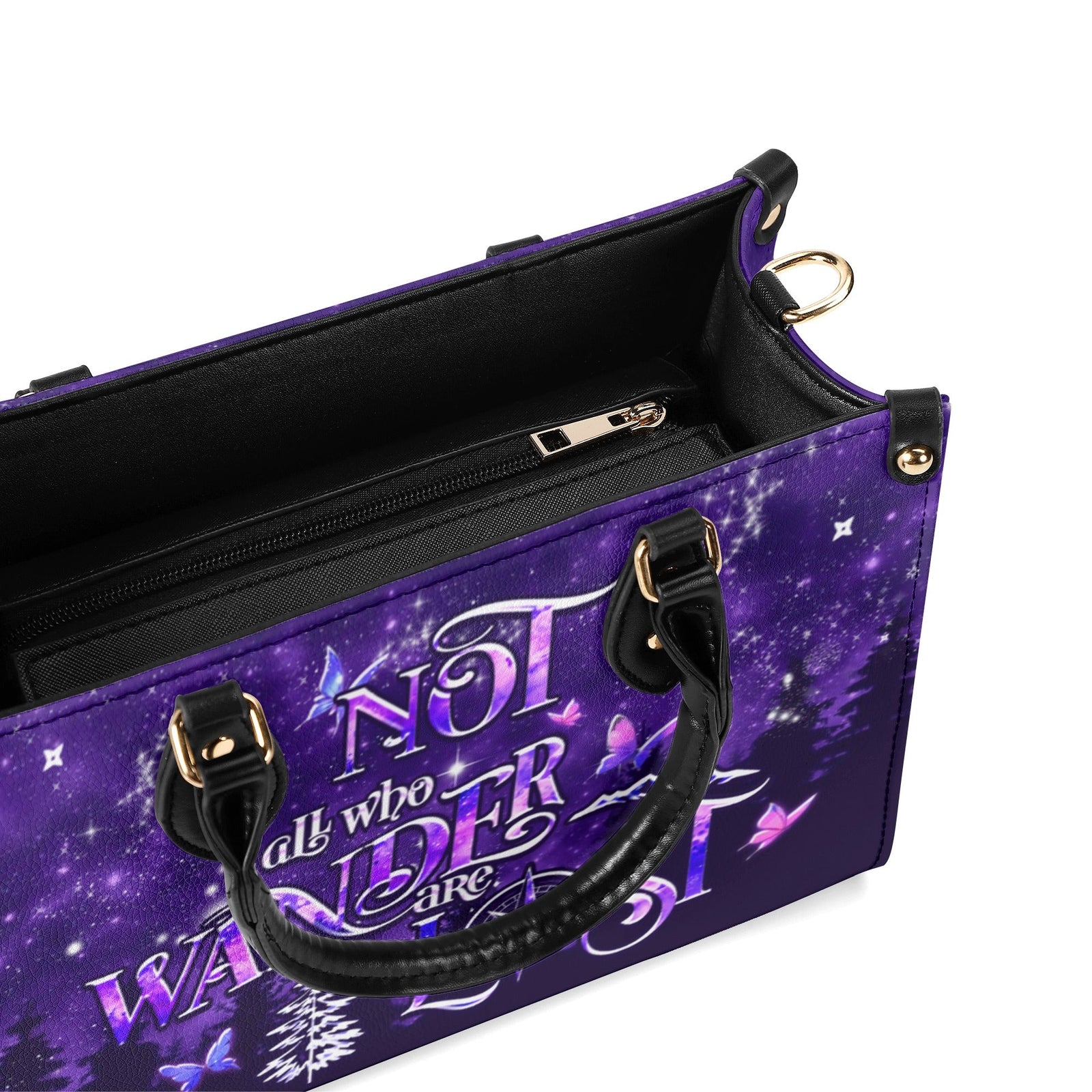 BLISSCORNERS NOT ALL WHO WANDER ARE LOST LEATHER HANDBAG