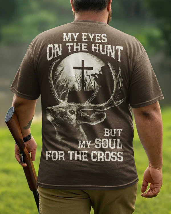 Blisscorners My Eyes On The Hunt But My Soul For The Cross Shirt, Personalized Hunting 3D Shirt