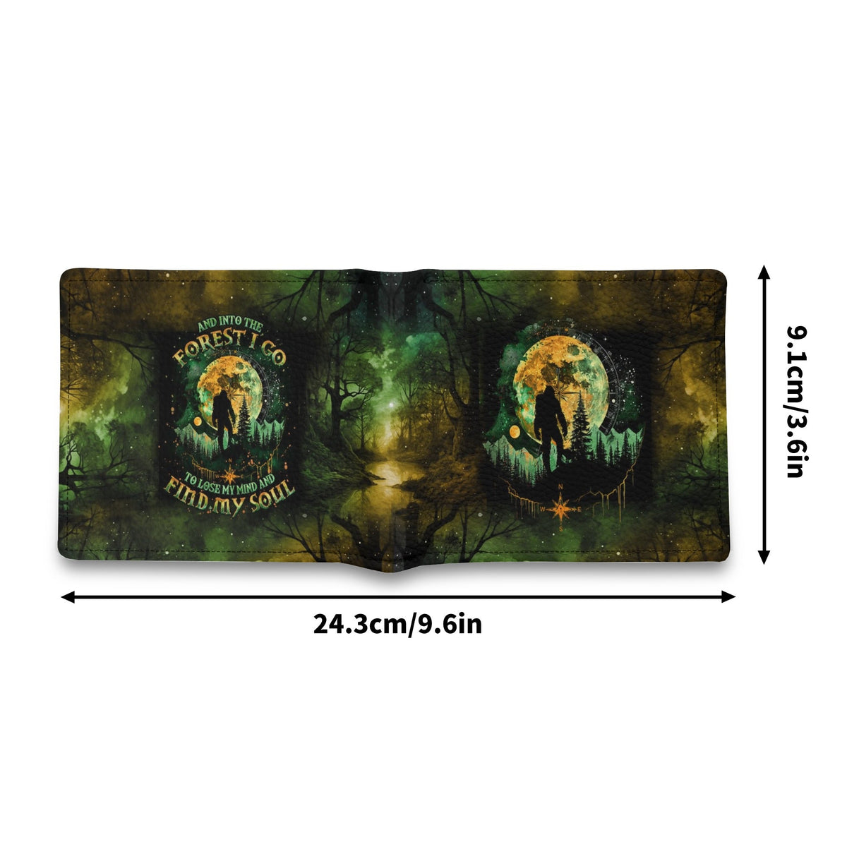 BLISSCORNERS AND INTO THE FOREST I GO BIGFOOT LEATHER WALLET