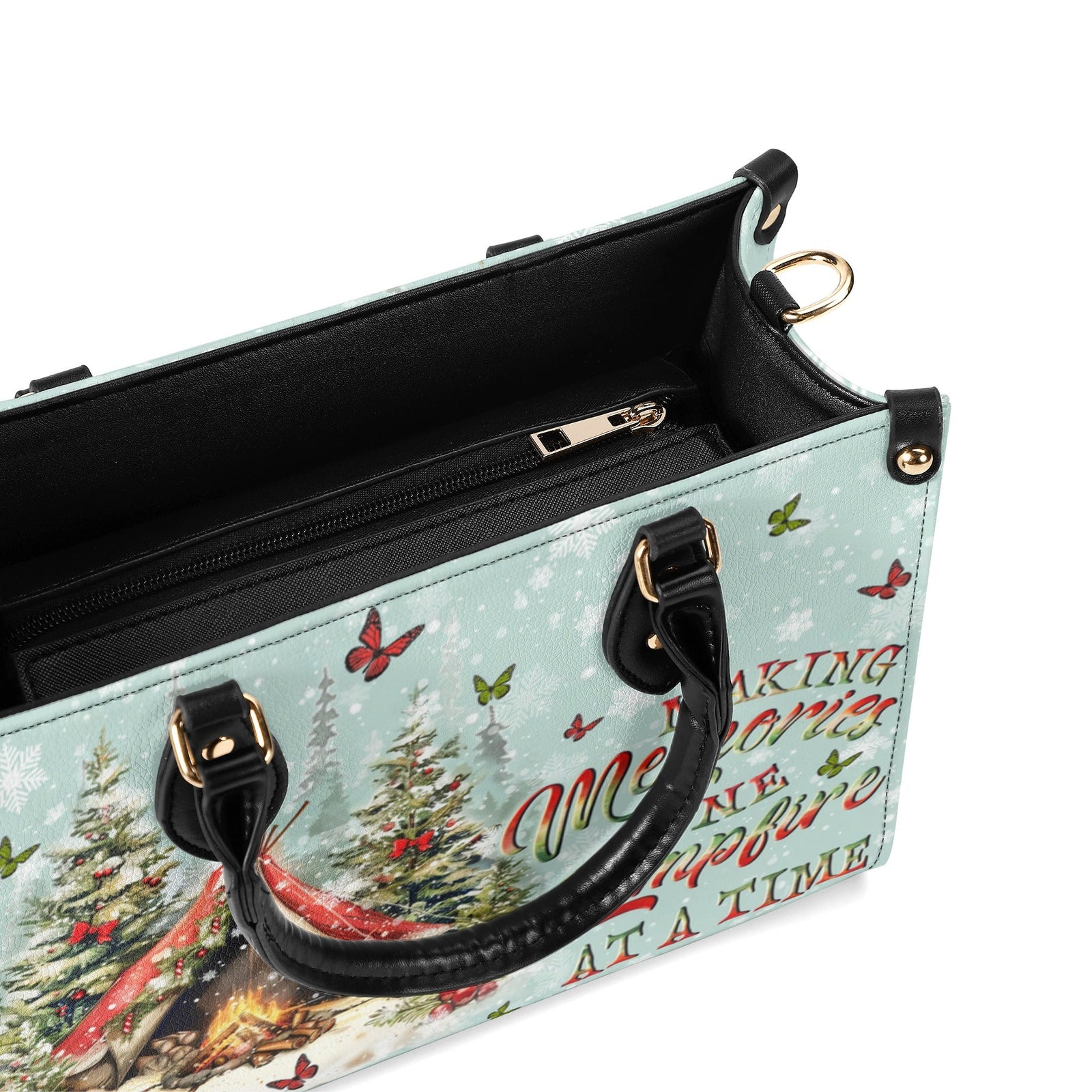BLISSCORNERS MAKING MEMORIES ONE CAMPFIRE CHRISTMAS LEATHER HANDBAG